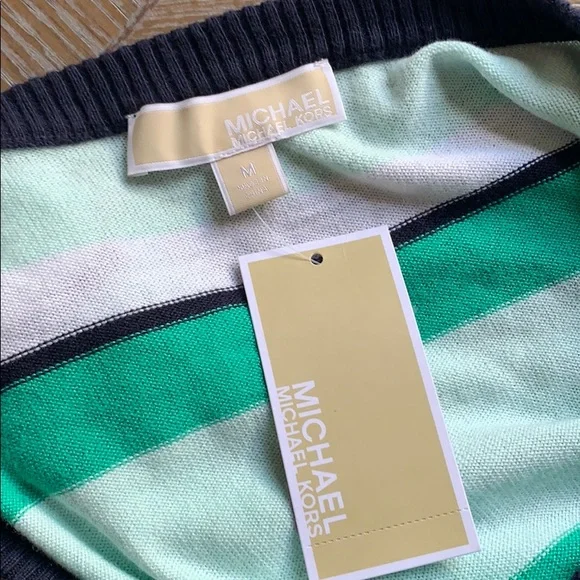 MICHAEL KORS Tile Blue Striped V-Neck Knit Dress - Picture 10 of 13